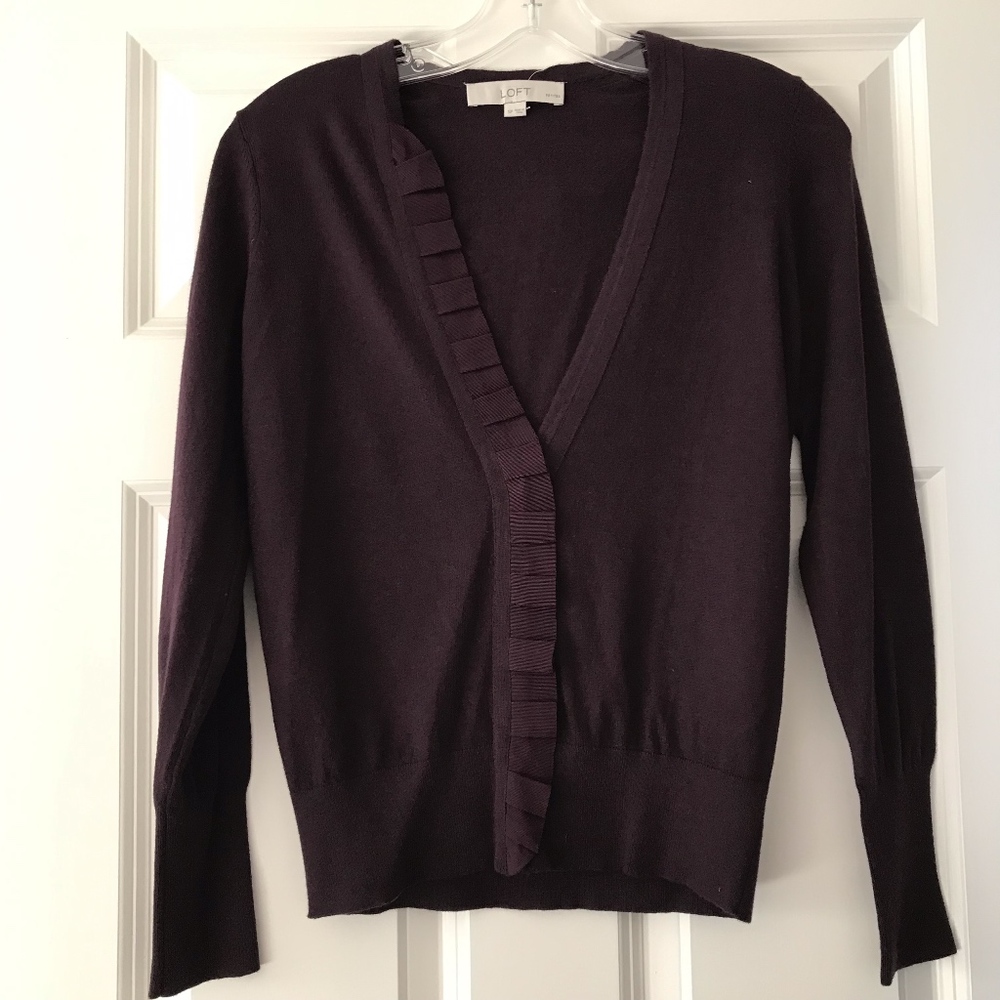 LOFT Cardigan with Ruffle Front